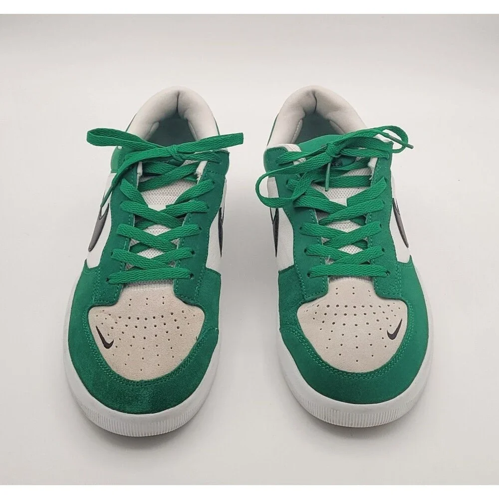 Nike Force 58 SB Low Top Lace-Up Suede Sneakers White/Green/Black Mens Size 10